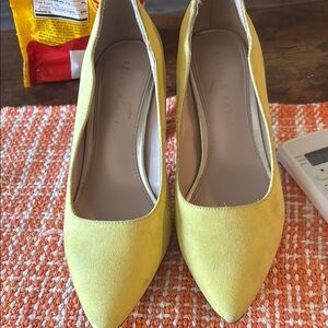 Kelly & Katie Yellow Heels Elegant Suede Design